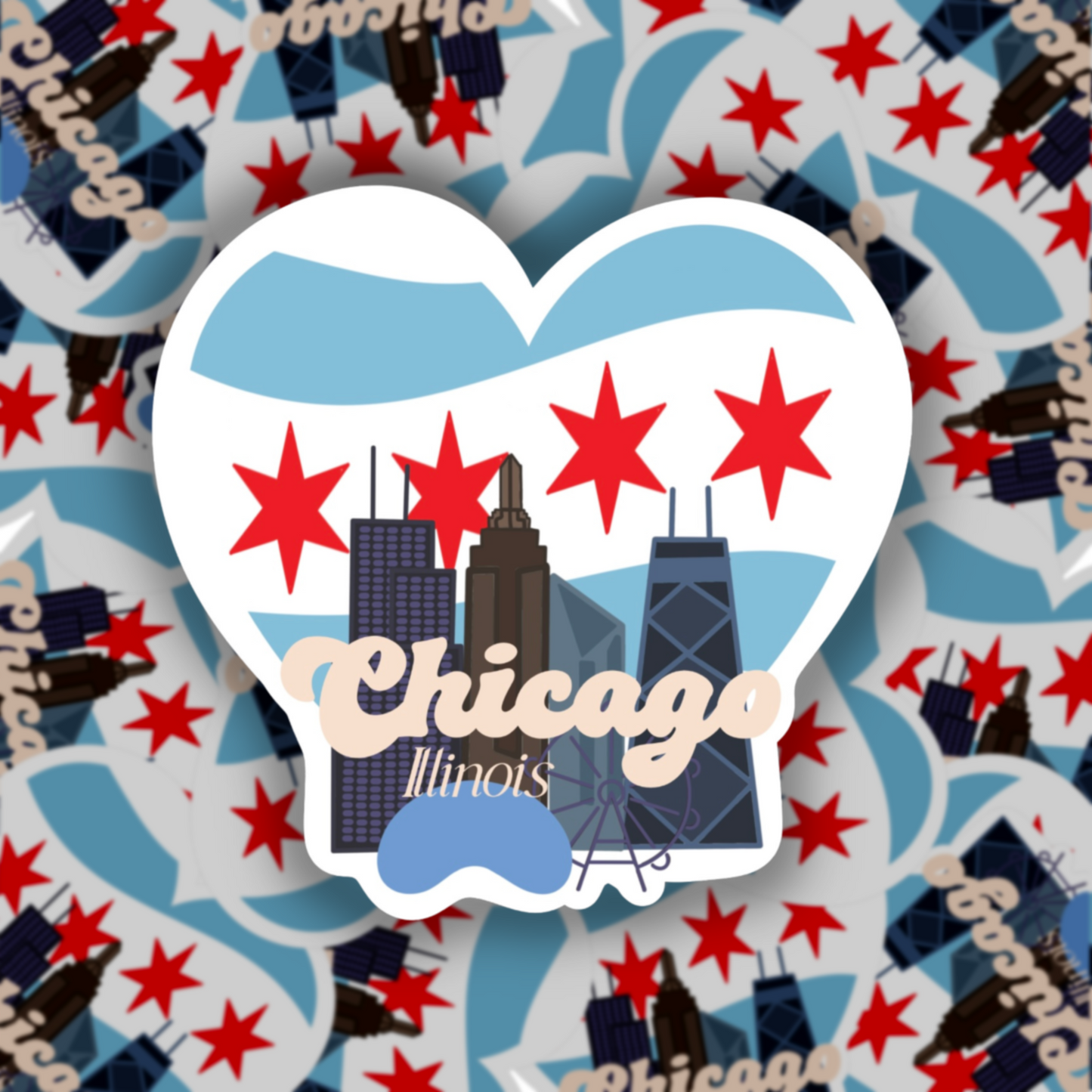 Chicago Sticker, Windy City sticker, Chicago sticker, gift for her, Christmas gift, stocking stuffer, water bottle sticker.