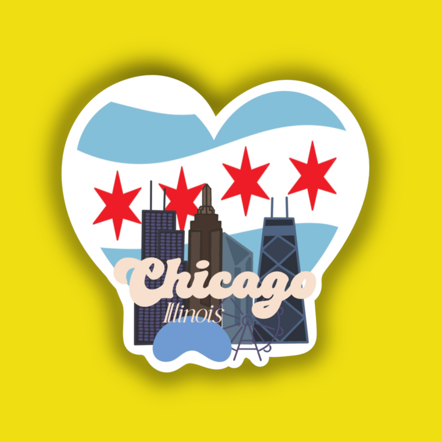 Chicago Sticker, Windy City sticker, Chicago sticker, gift for her, Christmas gift, stocking stuffer, water bottle sticker.