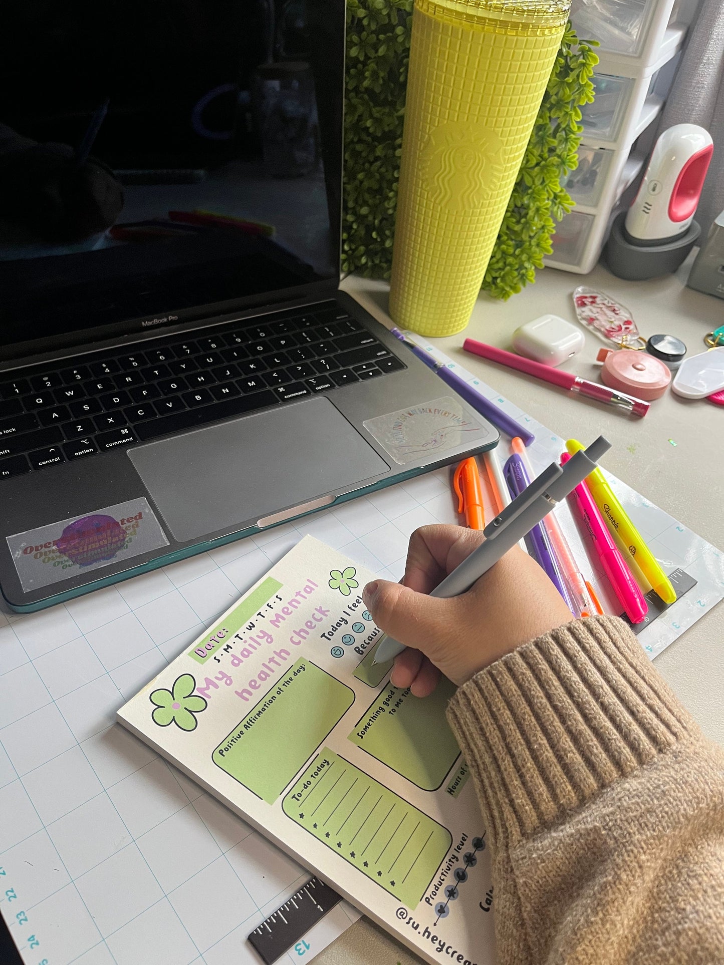 Mental Health Checklist, Daily Mental Health Check, Christmas stocking stuffer, Self care notepad, Christmas gift, daily check list.