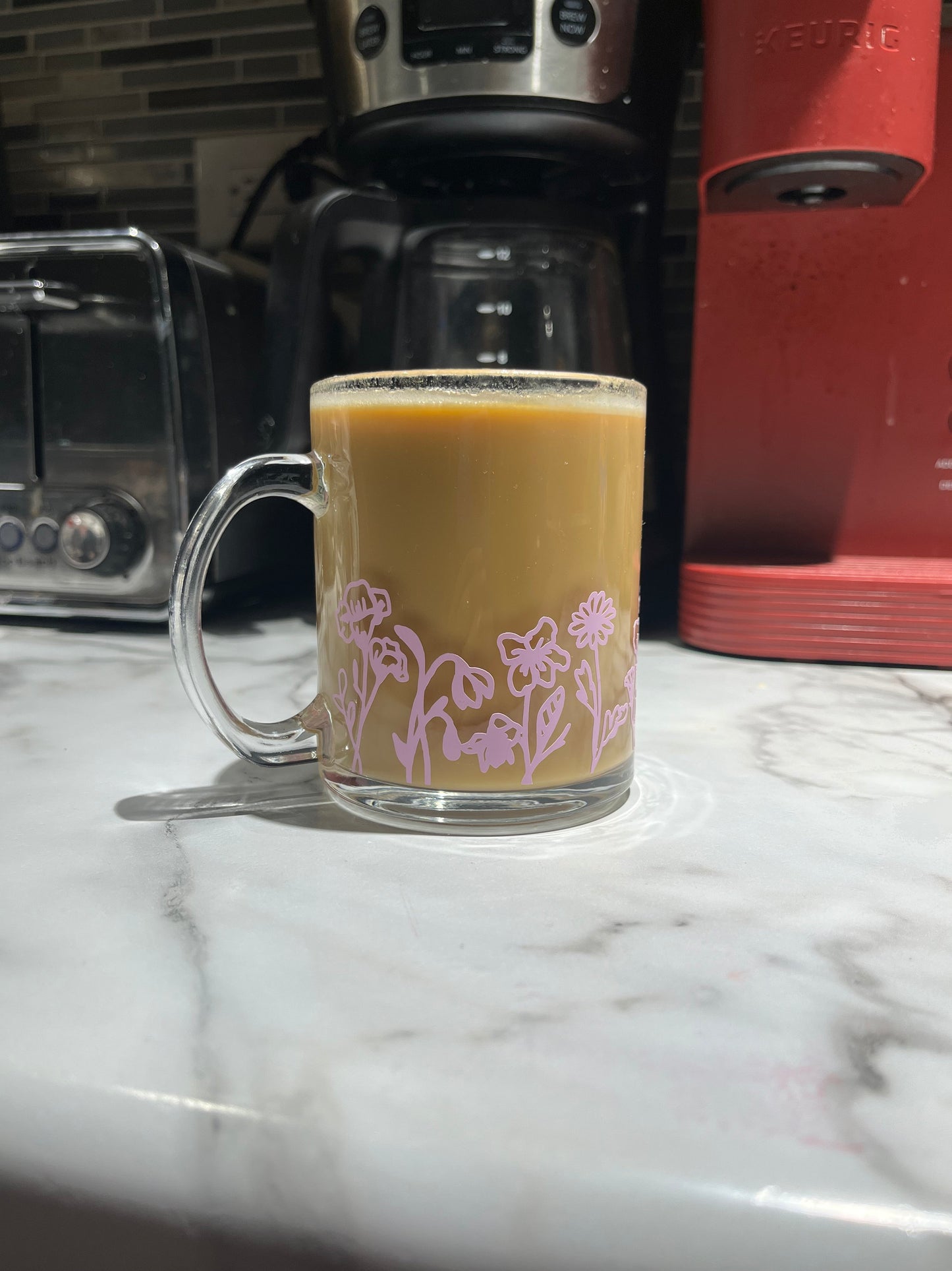 Birth Flower Glass mug, Perfect gift for her, anniversary gift, personalized mug