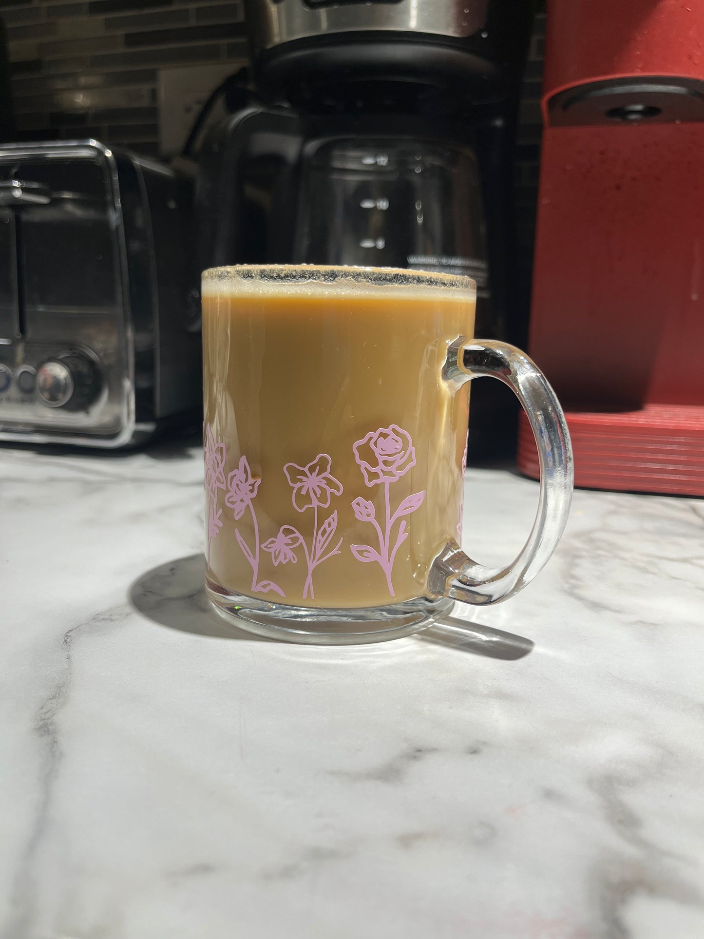 Birth Flower Glass mug, Perfect gift for her, anniversary gift, personalized mug