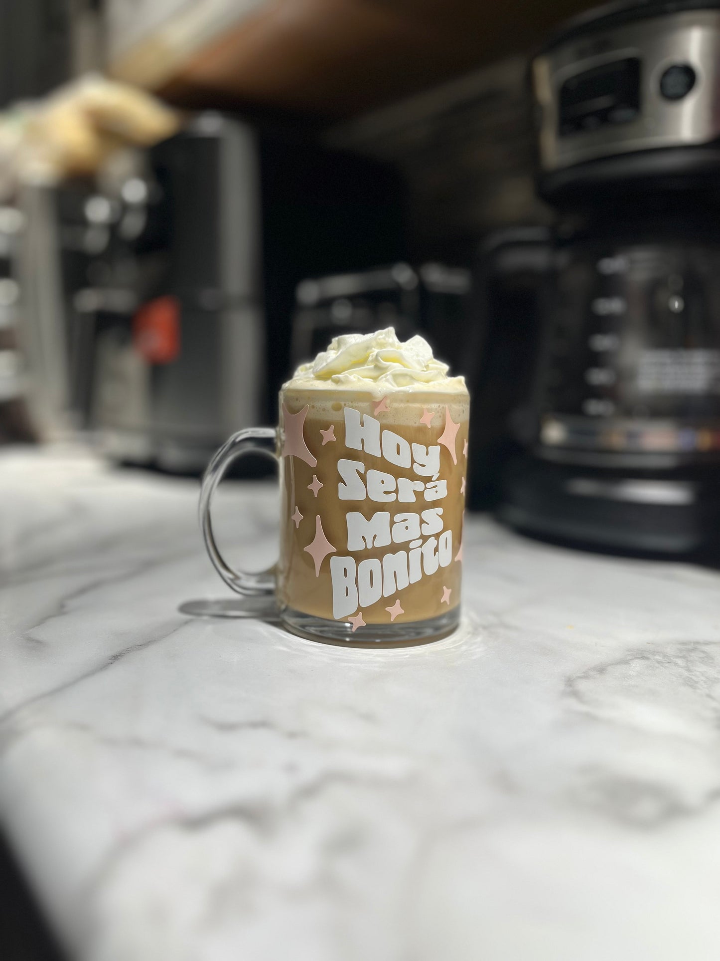 Mental Health awareness glass mug, Make today a good day mug, hoy sera bonito glass mug.