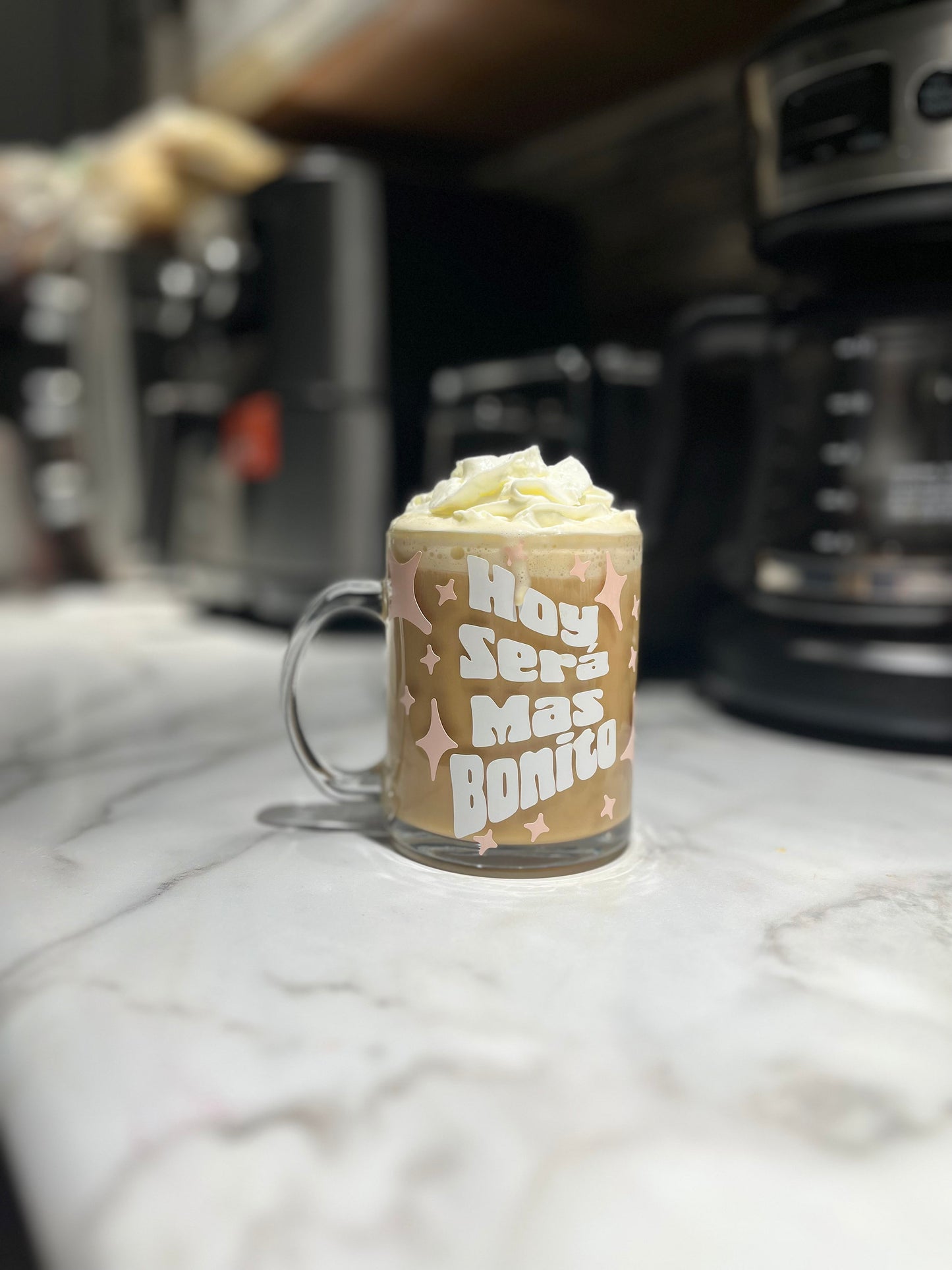 Mental Health awareness glass mug, Make today a good day mug, hoy sera bonito glass mug.