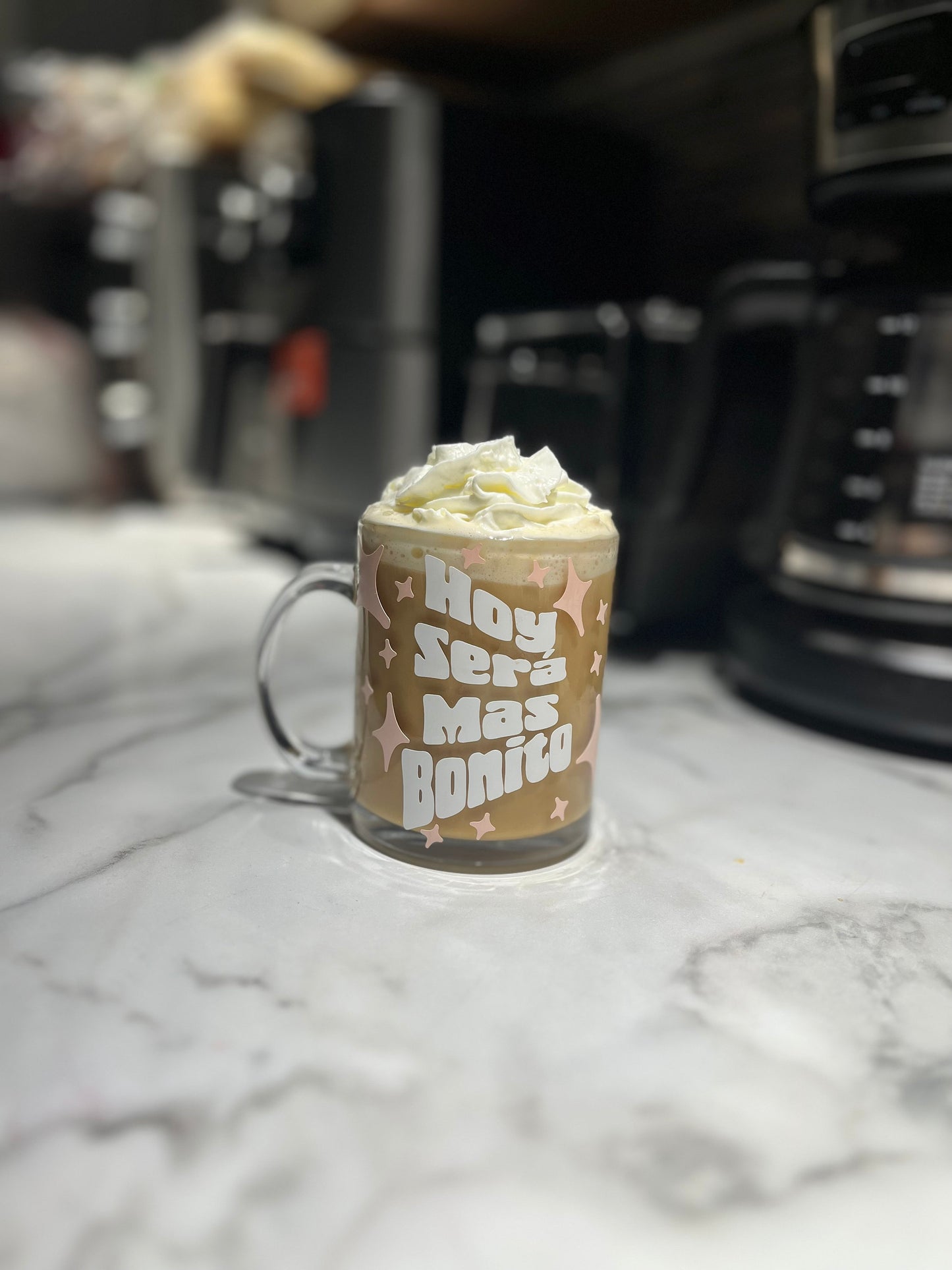 Mental Health awareness glass mug, Make today a good day mug, hoy sera bonito glass mug.