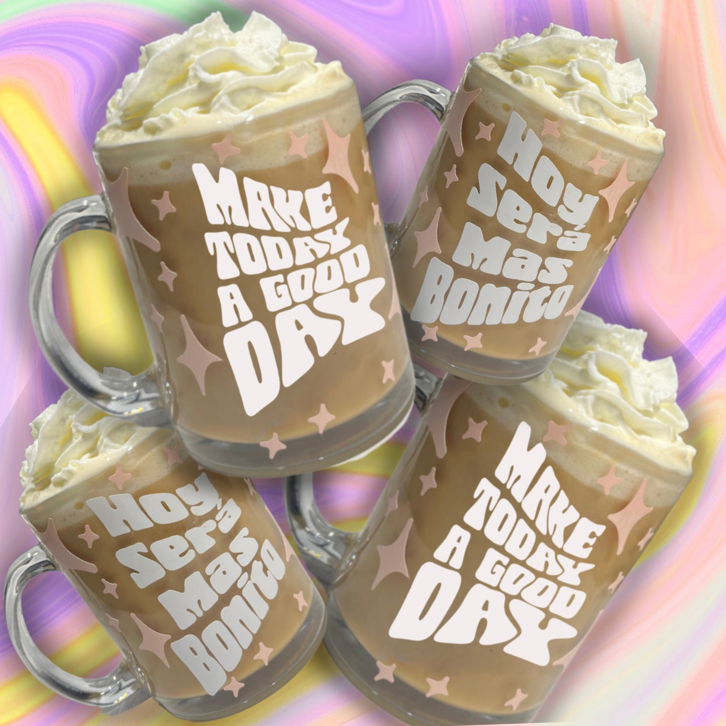 Mental Health awareness glass mug, Make today a good day mug, hoy sera bonito glass mug.
