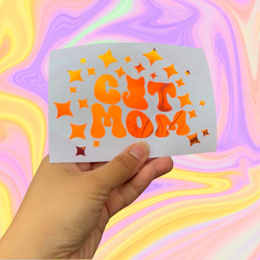 Cat Mom Vinyl Decal, Car Accessory, Bumper Sticker, Custom Vinyl Lettering.