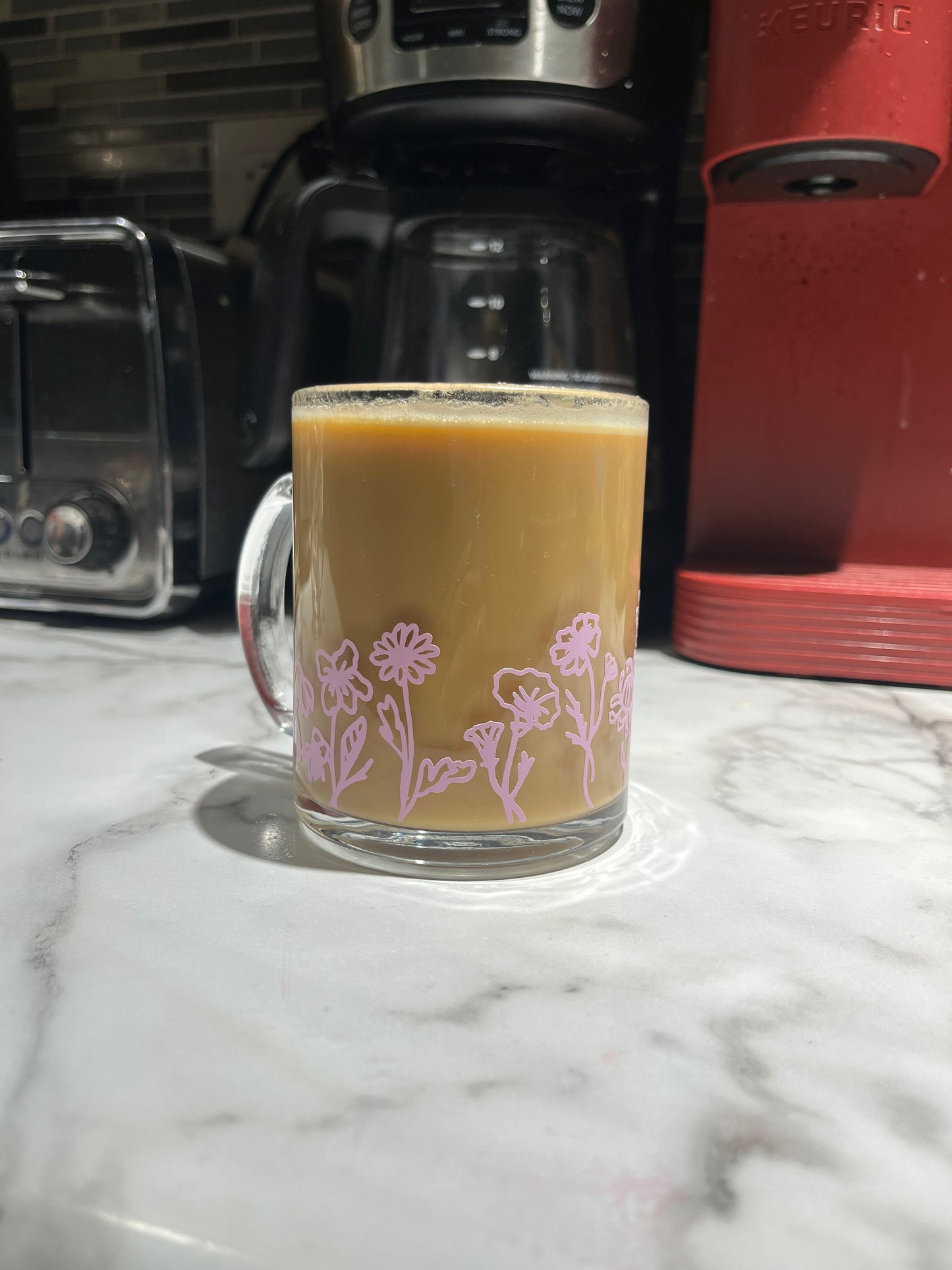 Birth Flower Glass mug, Perfect gift for her, anniversary gift, personalized mug