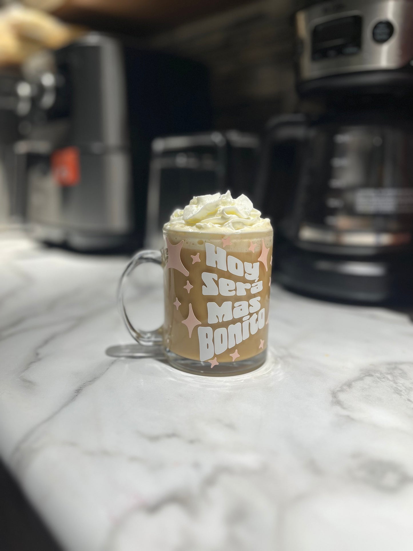 Mental Health awareness glass mug, Make today a good day mug, hoy sera bonito glass mug.