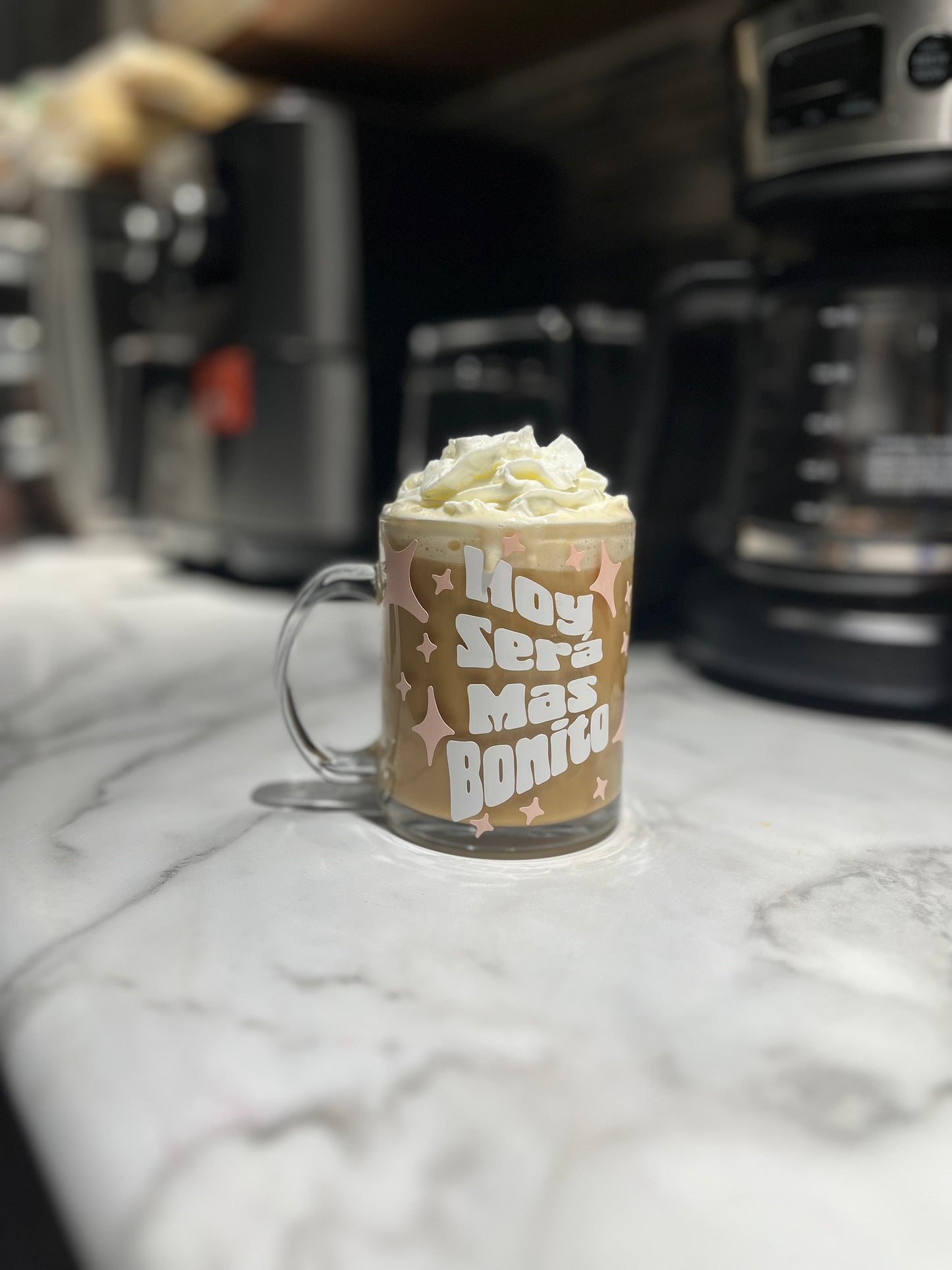 Mental Health awareness glass mug, Make today a good day mug, hoy sera bonito glass mug.