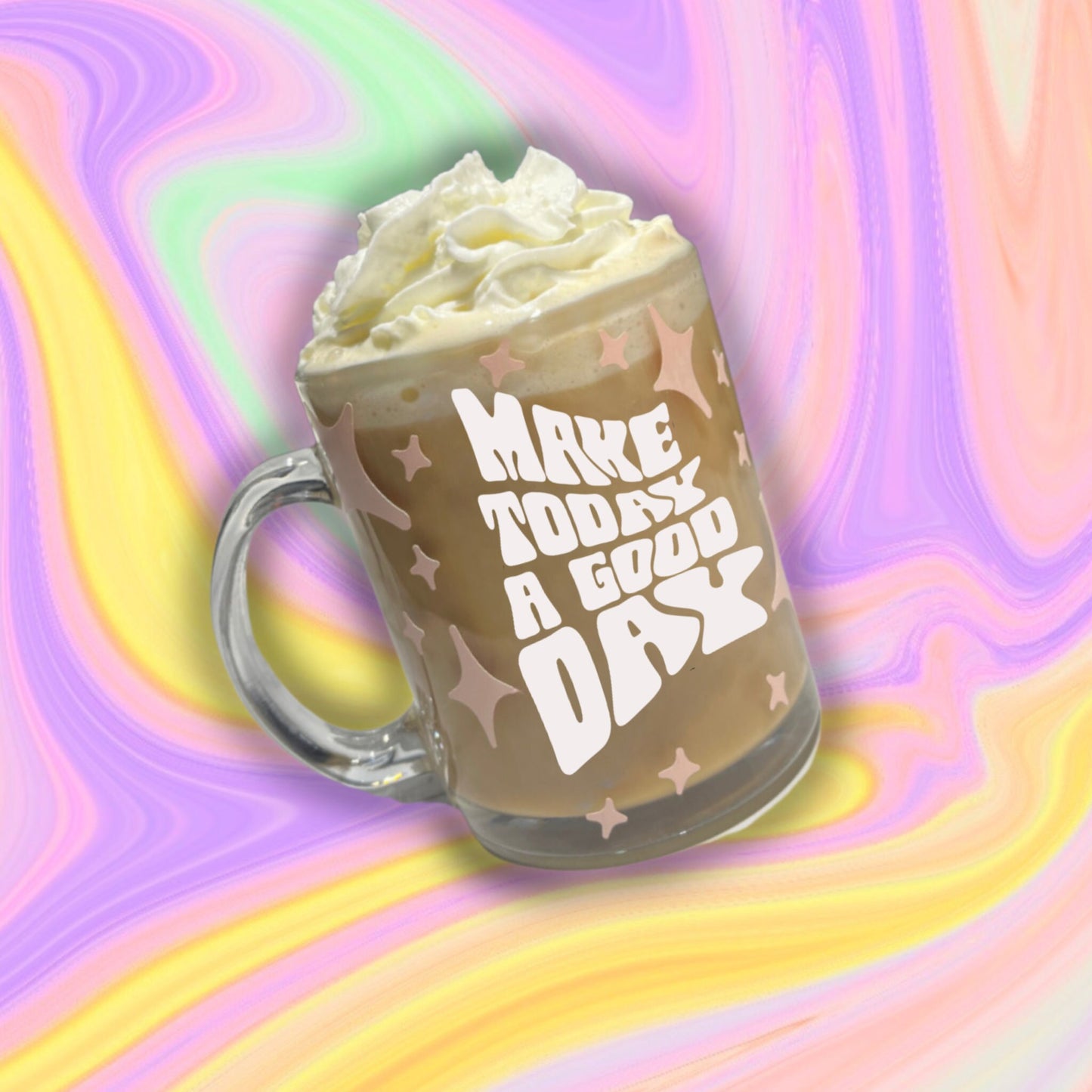 Mental Health awareness glass mug, Make today a good day mug, hoy sera bonito glass mug.