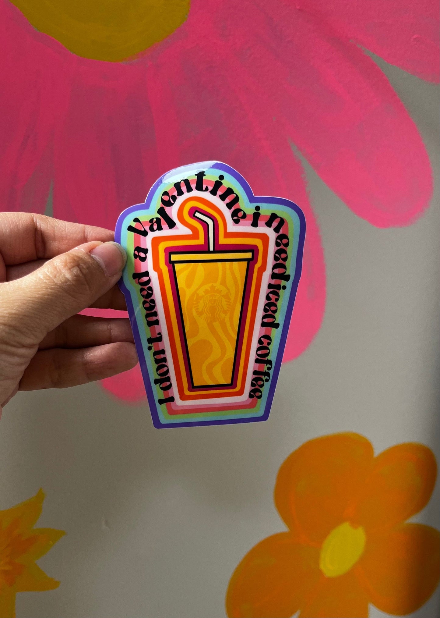 Valentine’s Day sticker, iced coffee lover, water bottle sticker, car sticker, Mental health stickers, self love sticker, anti-valentine,