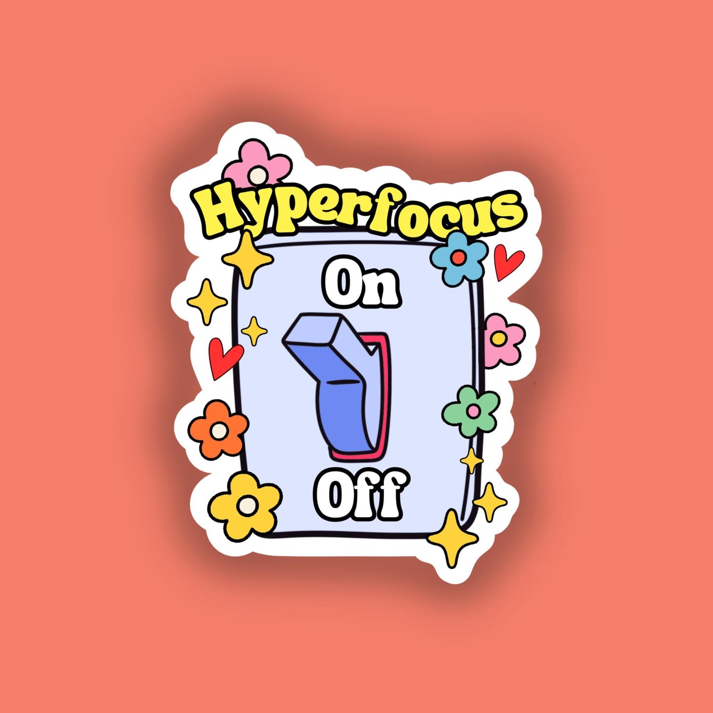 Hyperfocus sticker, stocking stuffers, Christmas for her, adhd stickers, neurodivergent, water bottle sticker, Mental health stickers.