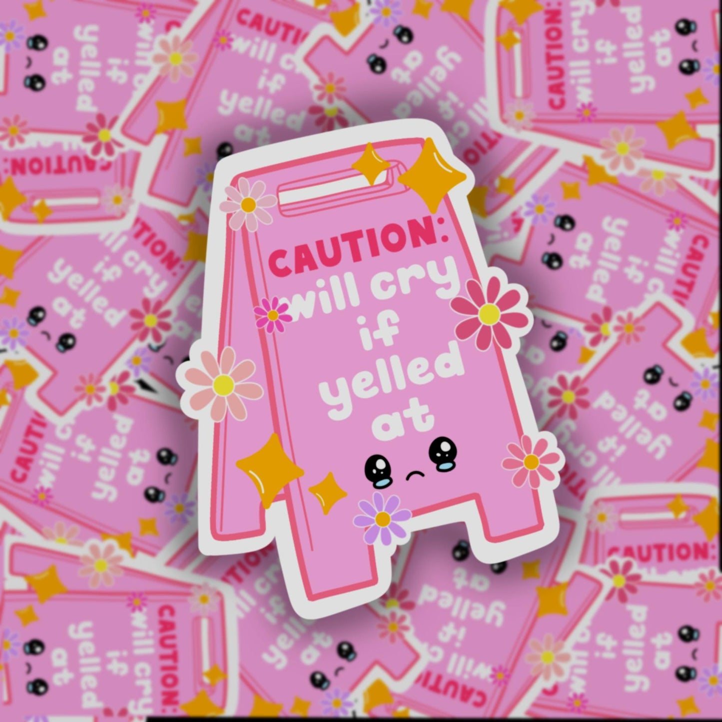 Cute Caution sticker, christmas for her, stocking stuffers, Christmas for teen, fun self love, water bottle sticker, Mental health stickers,