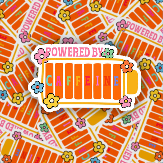 Powered by sticker, coffee lover sticker, stocking stuffers, Christmas for her, water bottle sticker, Mental health stickers.