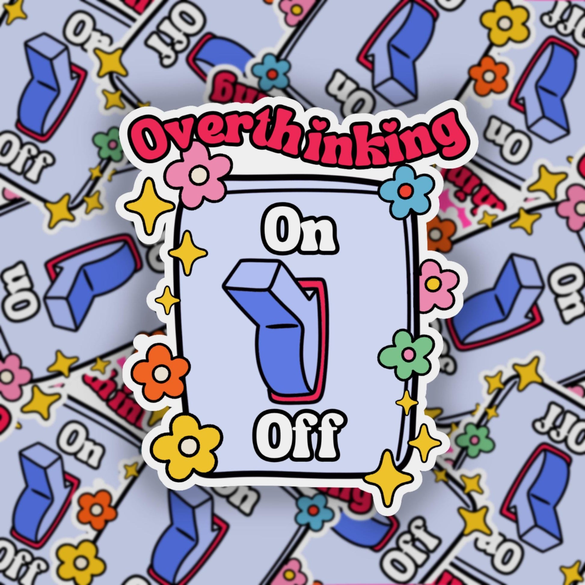 Overthinking sticker, stocking stuffer, Christmas for her, gift for her, funny mental health, water bottle sticker, Mental health stickers.