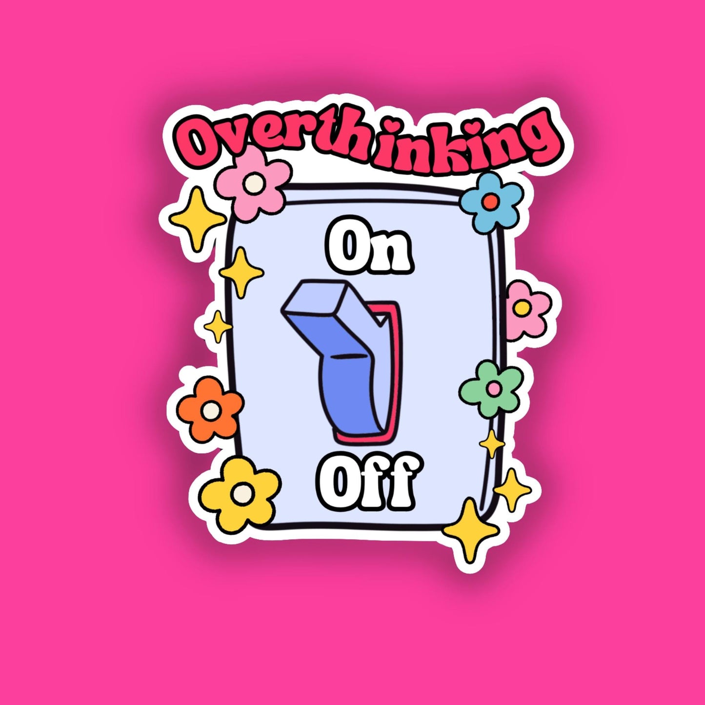 Overthinking sticker, stocking stuffer, Christmas for her, gift for her, funny mental health, water bottle sticker, Mental health stickers.