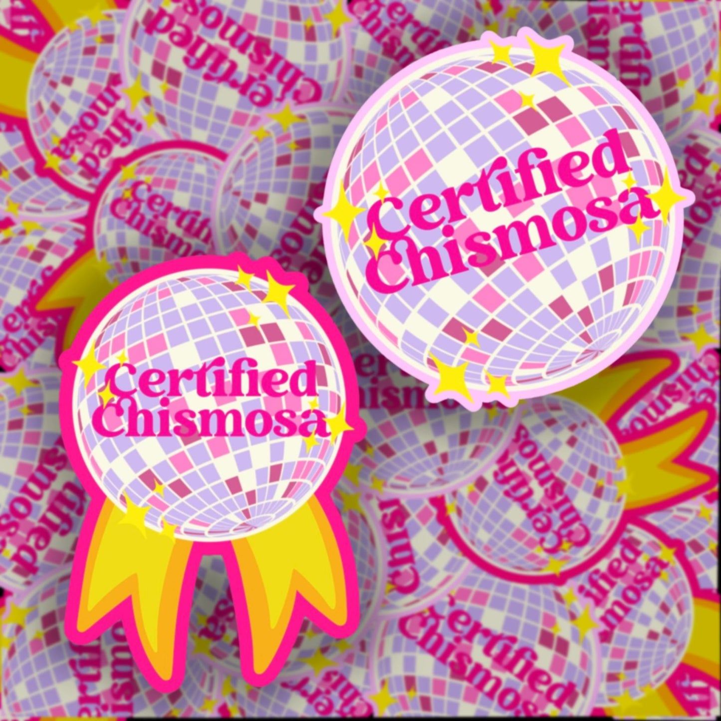 Certified Chismosa Sticker, Latina funny sticker, disco ball sticker, gift for her, Christmas gift, stocking stuffer, water bottle sticker.